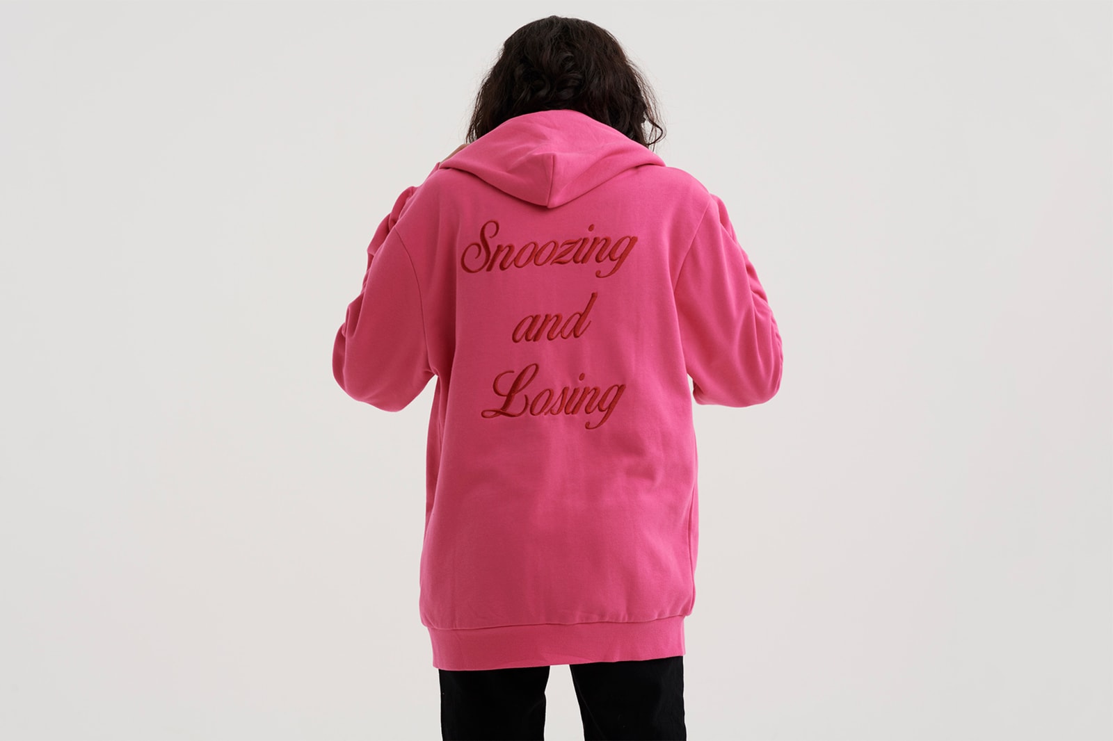 lazy oaf snoozing and losing pink oversized hoodie