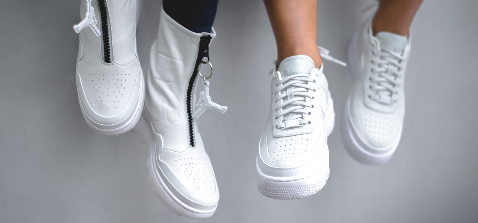 Nike The 1 Reimagined Jester XX Air Force 1 Jordan Jumpman Boot Logo Swoosh Women Female Design Collective Release Date Where to Buy Closer On Feet Look White