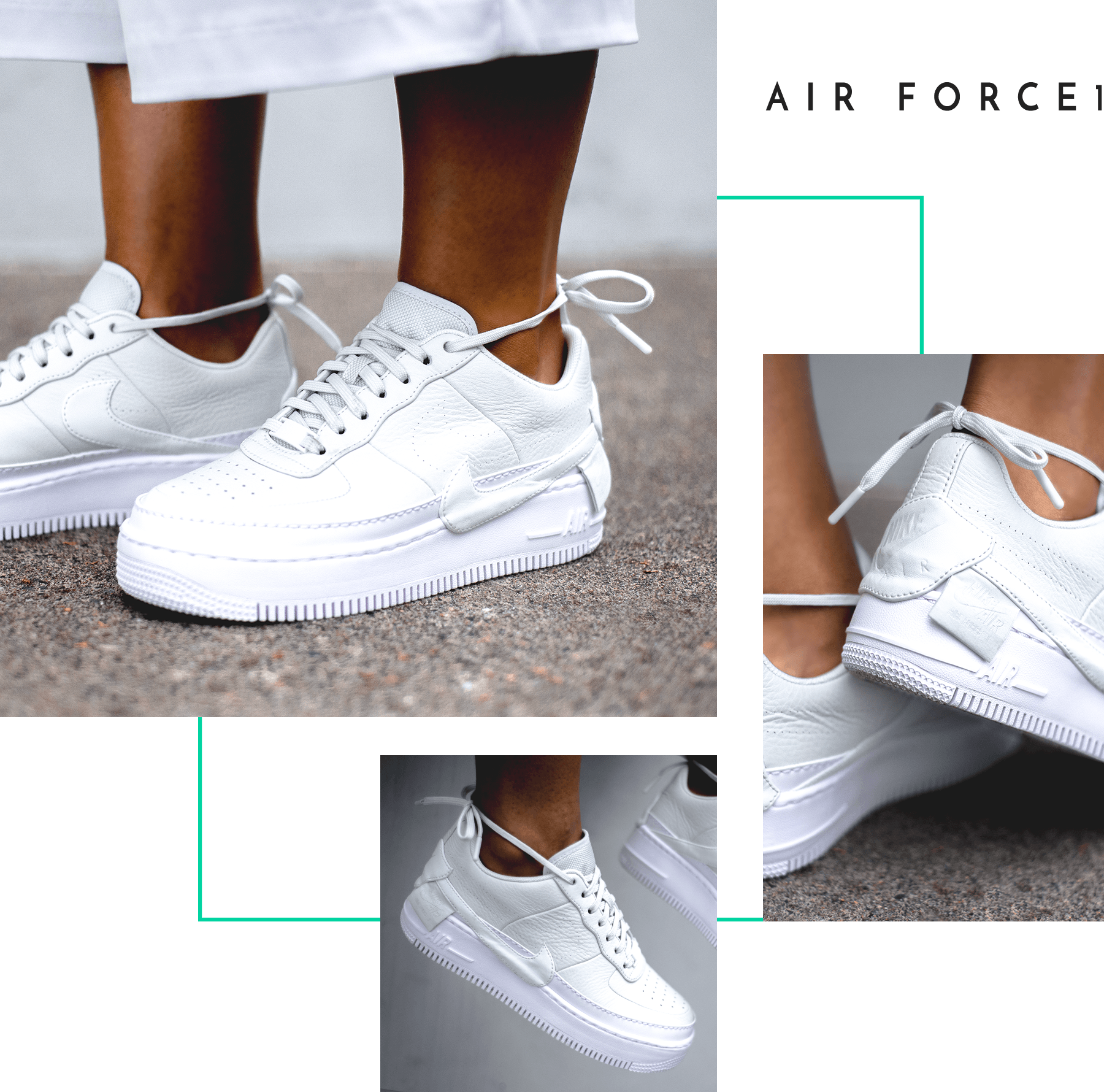 Nike The 1 Reimagined Jester XX Air Force 1 Jordan Jumpman Boot Logo Swoosh Women Female Design Collective Release Date Where to Buy Closer On Feet Look White