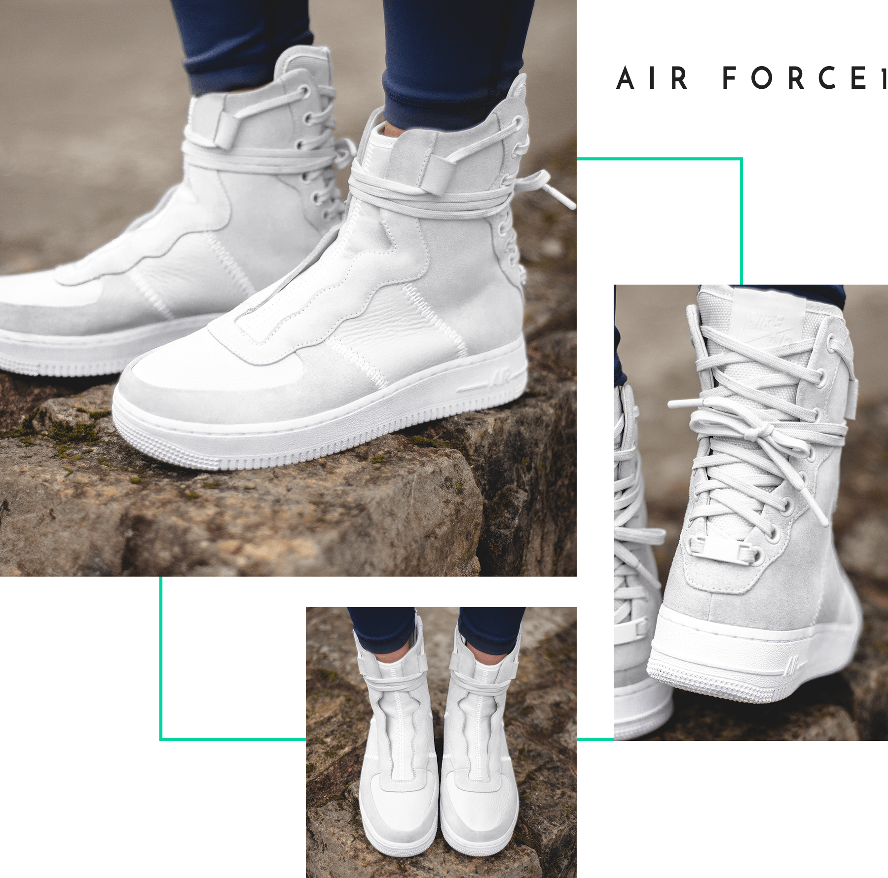 Nike The 1 Reimagined Rebel Air Force Air Jordan High Top Boot Sneaker Laces Back White Women Female Designer Design Collective Zipper