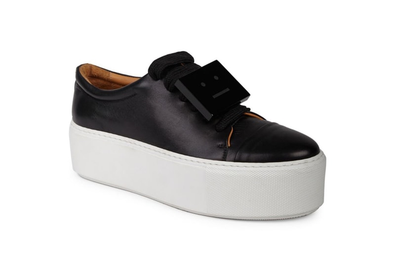 Acne Studios Drihanna Nappa Leather Platform Sneakers Black White Smiley Face Shoes
