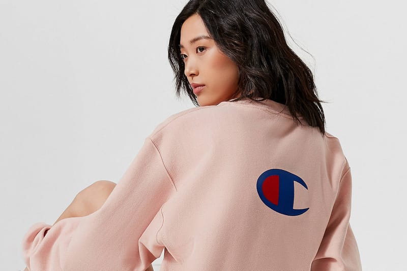 Champion x Urban Outfitters' Blush Pink Logo Sweatshirt Is a Wardrobe Essential