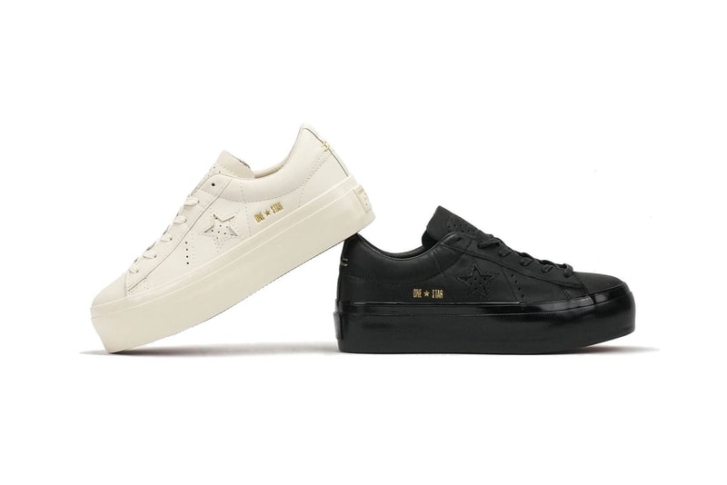 Converse One Star Platform Premium Egret Black Leather