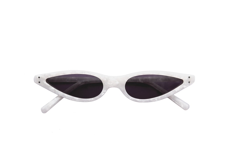 George Keburia Sunglasses Shades Futuristic Statement Small Sunglasses Retro Frames Plastic White Marble