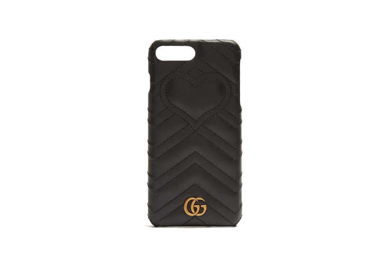 Gucci Marmont Quilted iPhone Case Black Leather Gold Luxury Accessory 