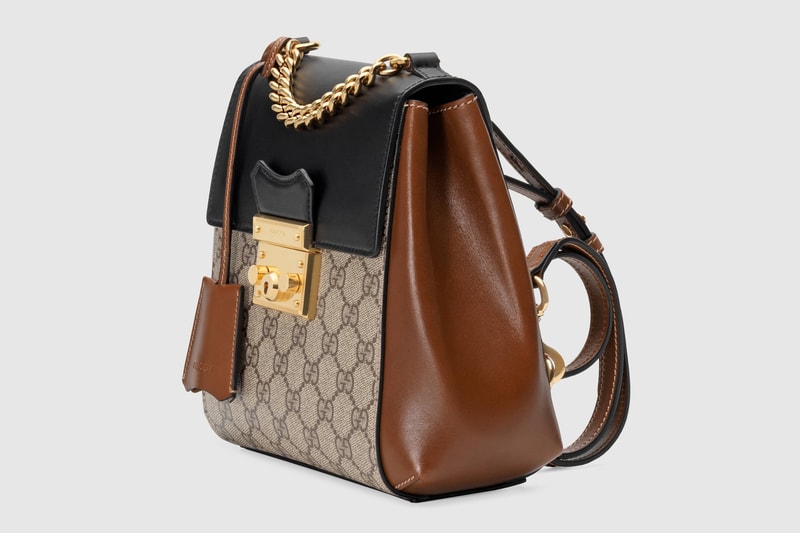 Gucci Padlock GG Supreme Mini Backpack Logo Brown Black Leather