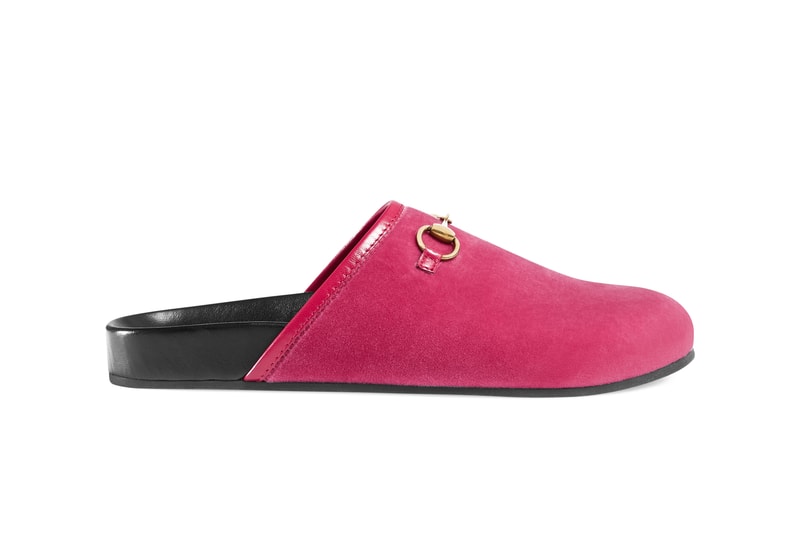 Gucci Slides Mules Shoe Footwear Slippers Velvet Luxury Leather Gold Hardware