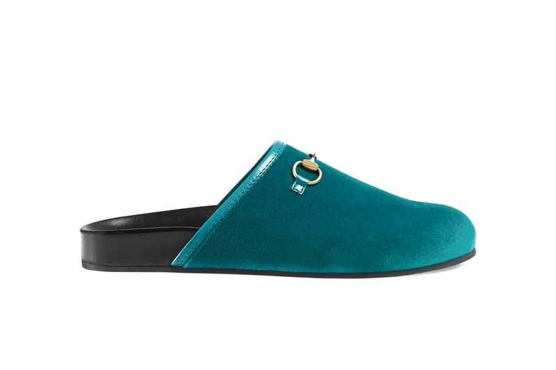 Gucci Slides Mules Shoe Footwear Slippers Velvet Luxury Leather Gold Hardware