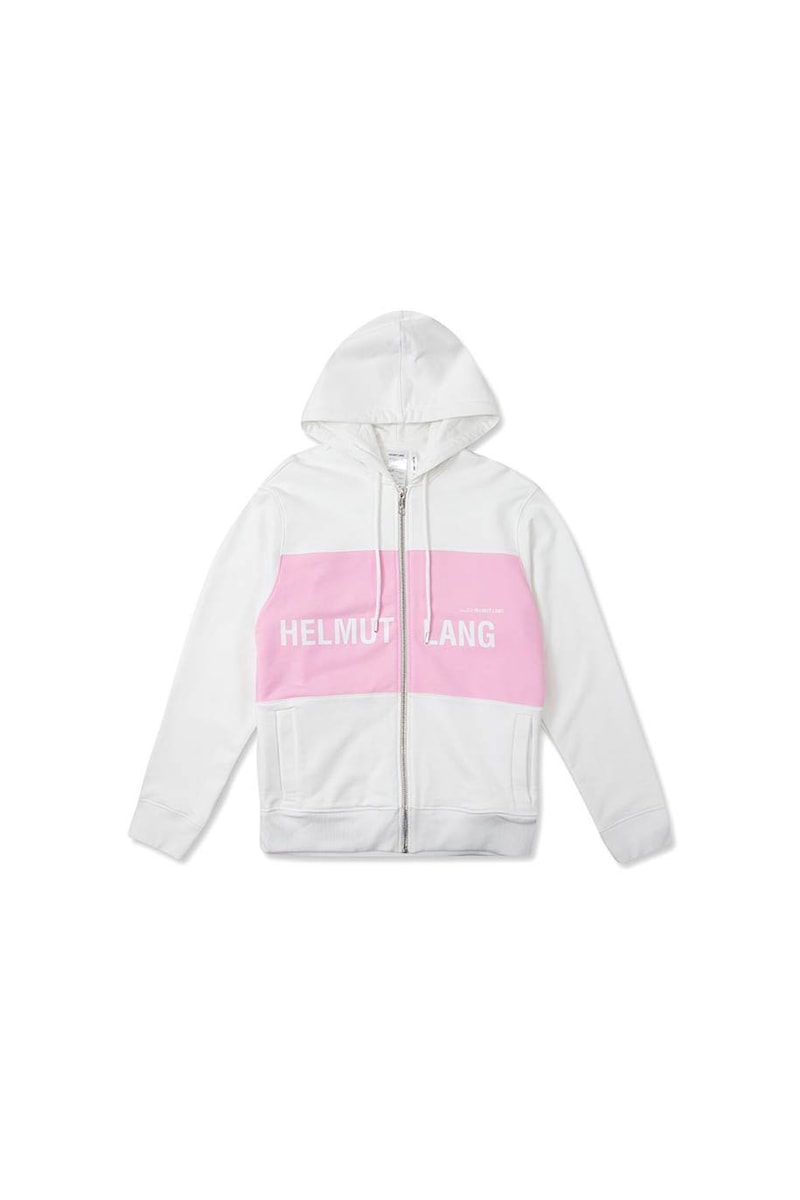 Helmut Lang Campaign Zip Hoodie White Perfect Pink