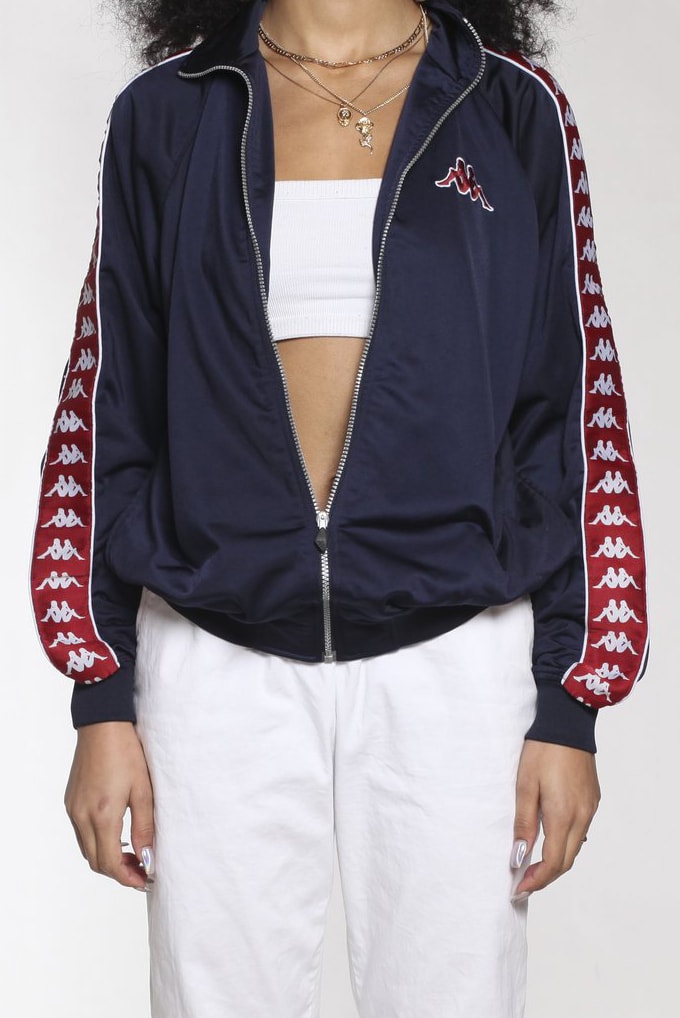 kappa vintage rework frankie collective windbreaker jacket white black red