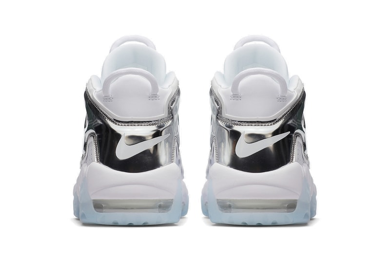 Nike Air More Uptempo Sneaker "Chrome" White Silver Holographic Mirror Shoe Silhouette Chunky Retro