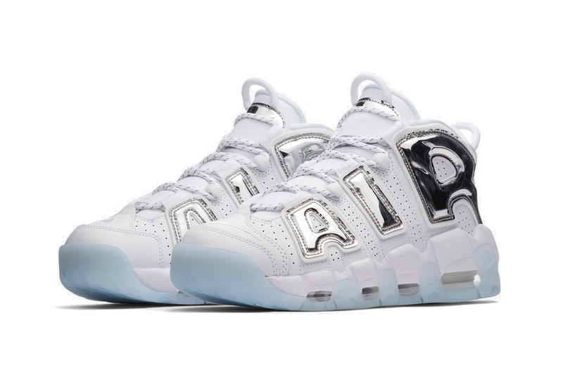 Nike Air More Uptempo Sneaker "Chrome" White Silver Holographic Mirror Shoe Silhouette Chunky Retro