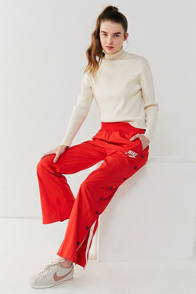 nike red track pants tear away popper vintage retro sporty womens urban outfitters