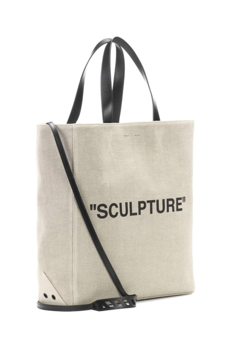 Off-White Canvas Structure Tote Beige Side View
