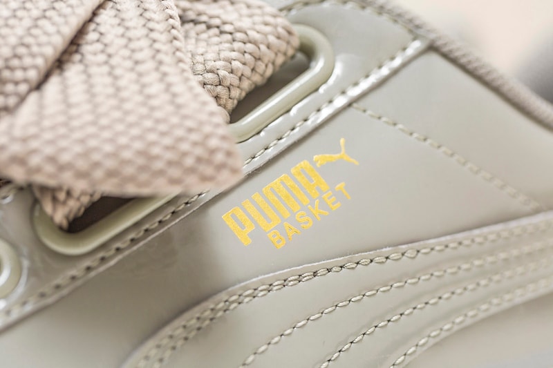 PUMA Basket Heart Patent Pink Grey Colorway Sneaker Silhouette HBX
