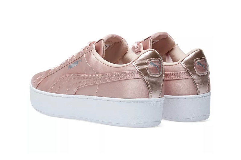 puma womens platform satin glossy pastel pink chunky sneaker peach beige