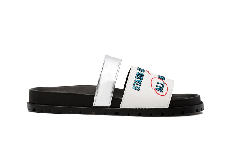 Sacai Silver Slogan Flat Pool Slides Slippers Shoes Black Summer Spring Pool Luxury Footwear Chitose Abe