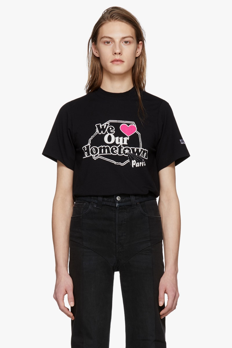 Vetements Hometown Collection Hoodie T-shirt Black White Print Simple Streetwear