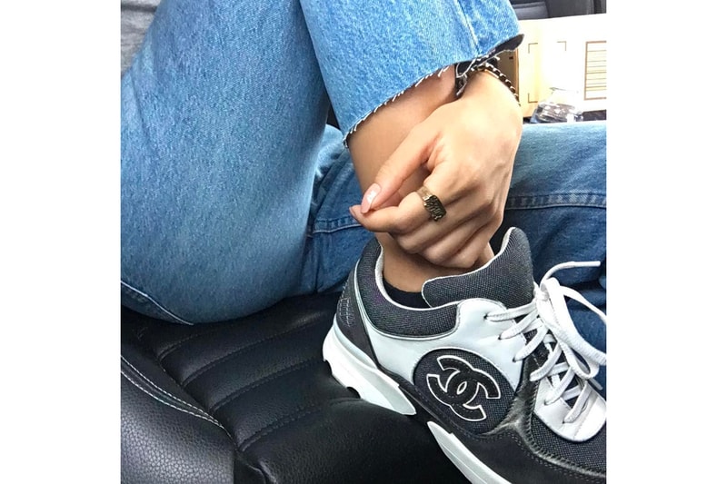 Vintage Chanel Sneaker Grey White Black Denim Emily Oberg Instagram