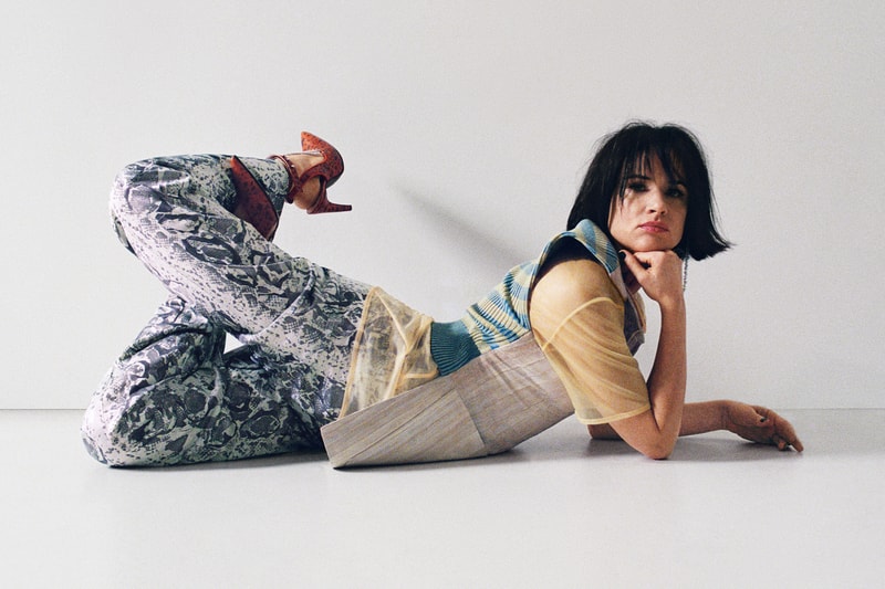 Acne Studios Spring/Summer 2018 Campaign Grey Green Vest Yellow Shirt Snakeskin Pants Heels