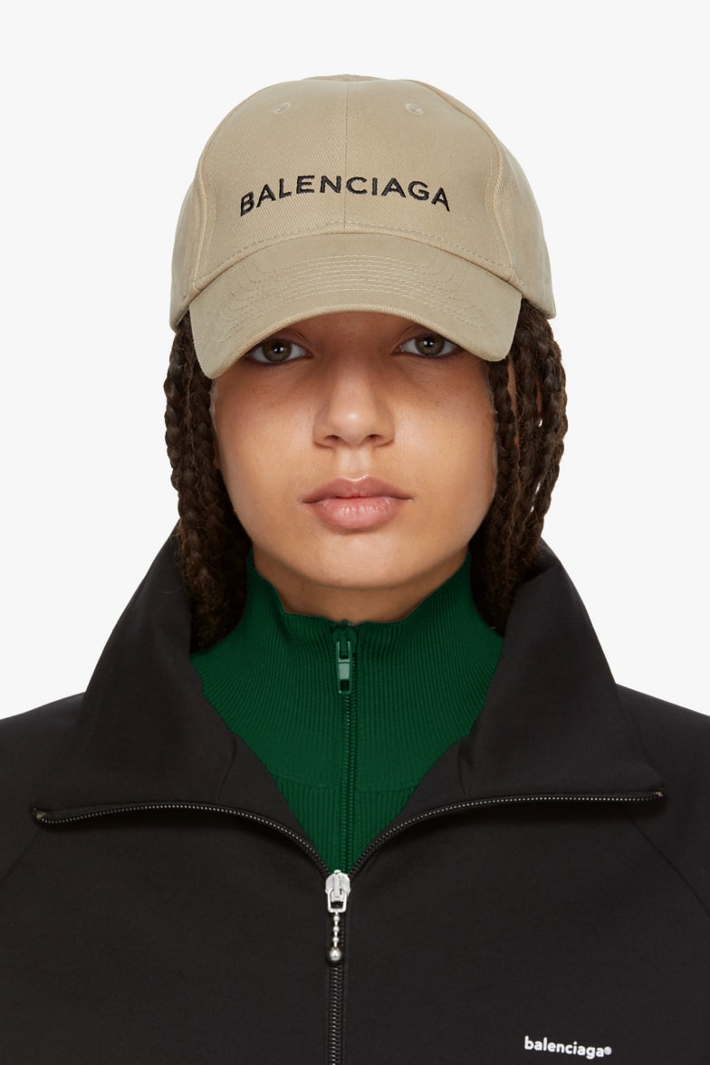 Balenciaga Cotton Twill Logo Cap in Beige Tan Classic Hat Piece Iconic Logo Dad Cap Brown Nude