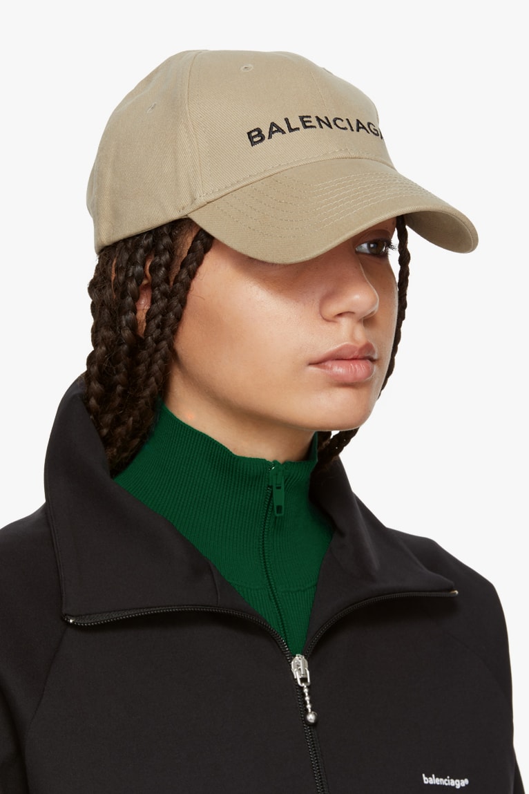 Balenciaga Cotton Twill Logo Cap in Beige Tan Classic Hat Piece Iconic Logo Dad Cap Brown Nude