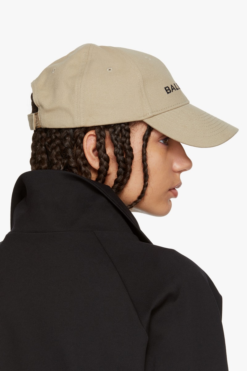 Balenciaga Cotton Twill Logo Cap in Beige Tan Classic Hat Piece Iconic Logo Dad Cap Brown Nude