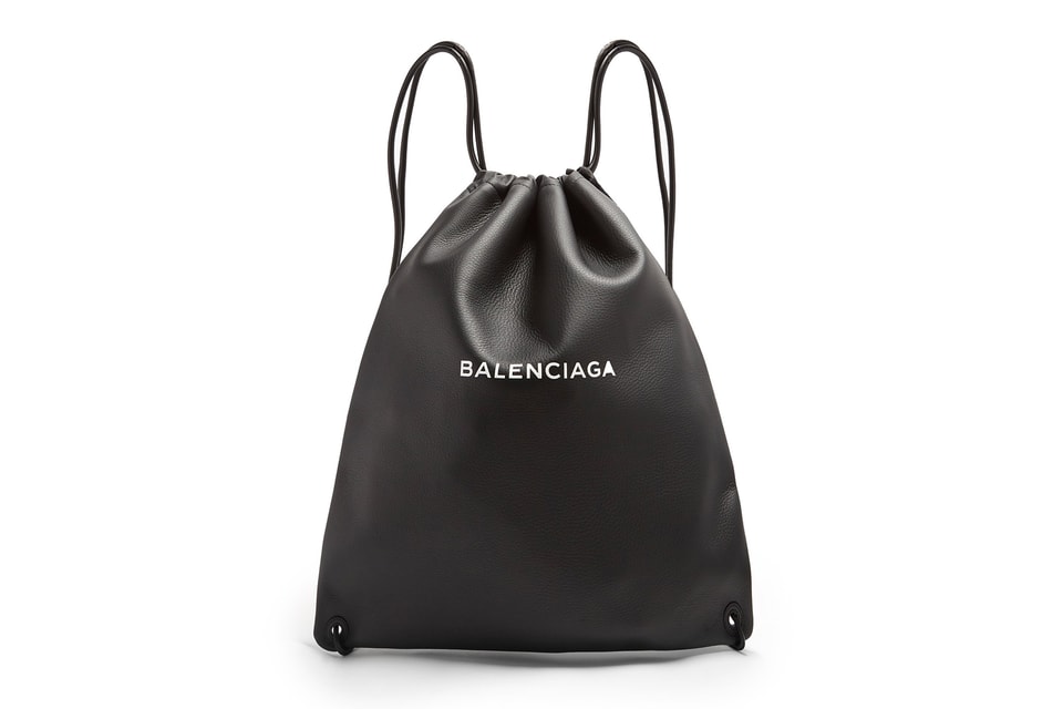 balenciaga drawstring leather backpack Balenciaga's Black Leather Drawstring Backpack