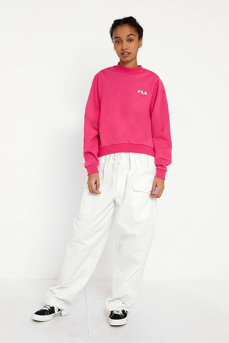 FILA logo sweatshirt summer pink teal green blue retro 90s urban outfitters