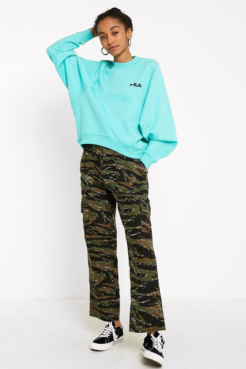 FILA logo sweatshirt summer pink teal green blue retro 90s urban outfitters