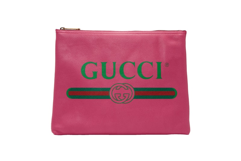 gucci vintage logo leather pouch pink