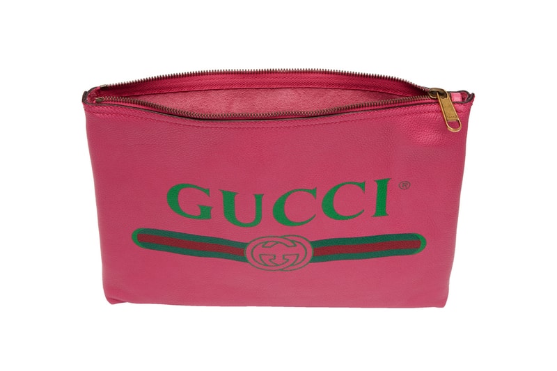 gucci vintage logo leather pouch pink