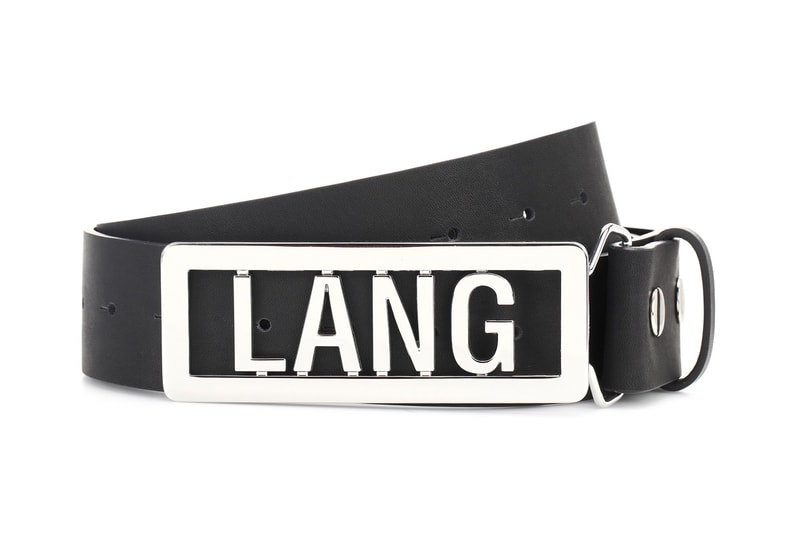 Helmut Lang Pastel Millennial Pink Logo Name Plate Buckle Belt silver metal black mens womens unisex where to buy mytheresa.com