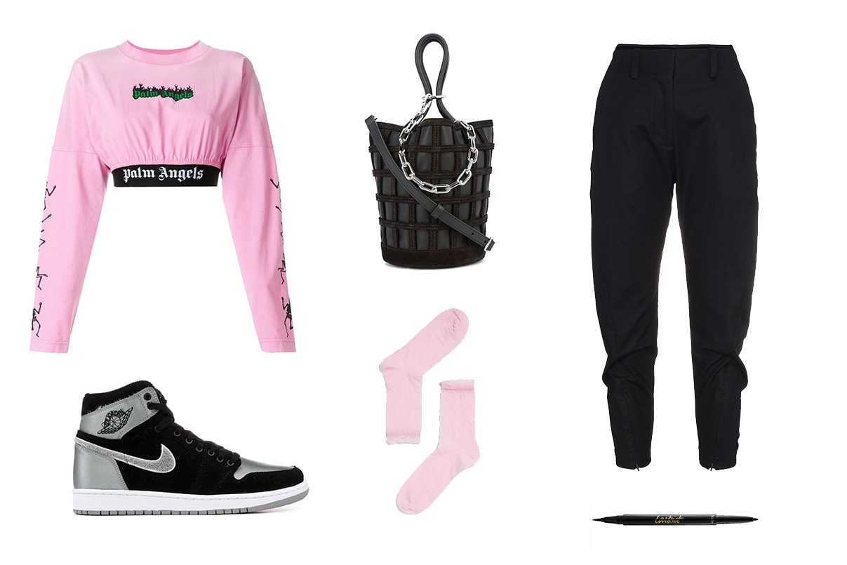 Style Guide How to Wear the vogue x air jordan 1 high zip awok sailsailuniversity red Sneaker Aleali May Palm Angels Streetwear Inspiration Outfit Guide Sweatpants Basketball Nike AJ1