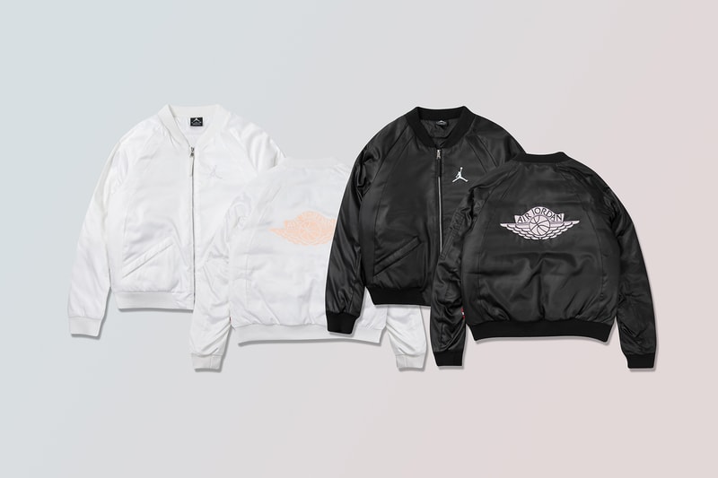 jordan brand wings ma-1 jacket black white blue pink bomber