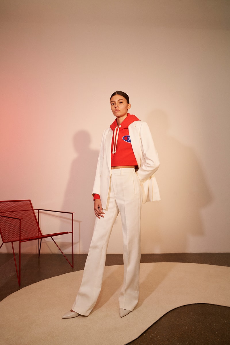 kith womens champion collaboration collection oversized sweatshirt logo hoodie cropped t-shirt 90s track jacket pants where to buy net-a-porter