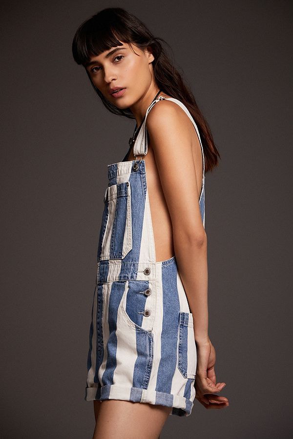 Levi's Urban Outfitters SilverTab Striped Shortall Overall Blue Multi