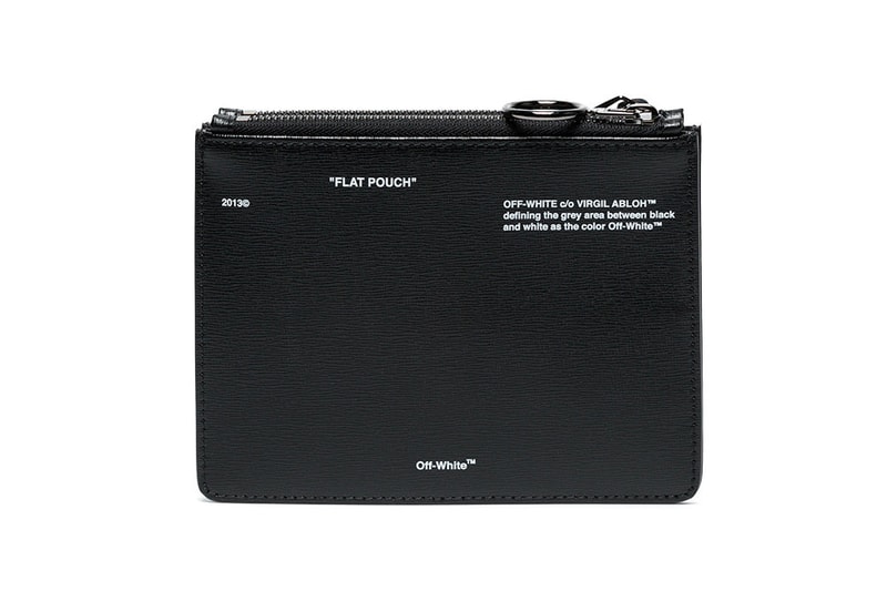 Off-White off white black white Double Flat leather Pouch industrial strap wrist wristlet where to buy