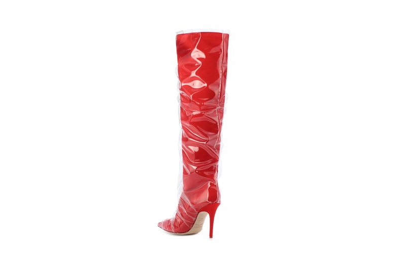 Jimmy Choo x Off-White Elisabeth 100 Satin Boots Red Transparent