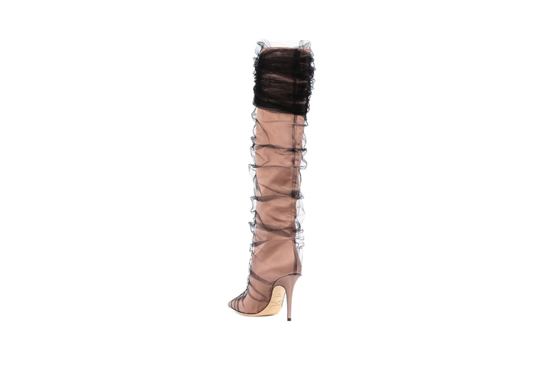 Jimmy Choo x Off-White Elisabeth 100 Tulle Satin Boots Nude Black