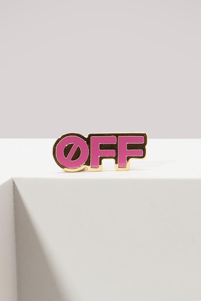 Off-White™ logo trend sneakers industrial belt sneakers pin badges pins where to buy 24 sevres