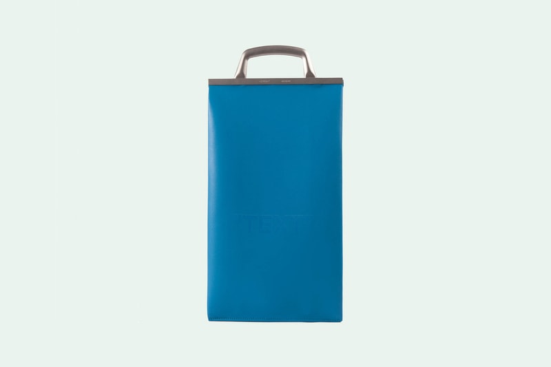 Off-White TEXT Purse Bag Leather Light Blue