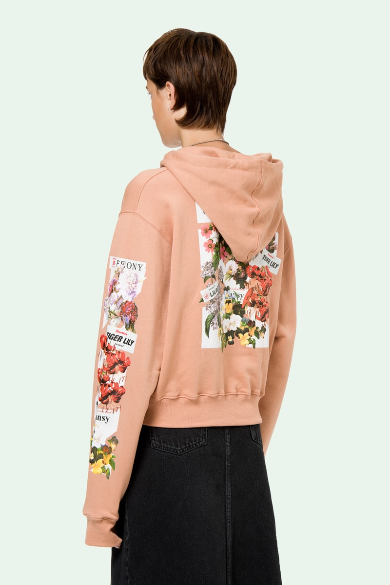 Off-White Virgil Abloh Flower Shop Hoodie Nude Pink Back