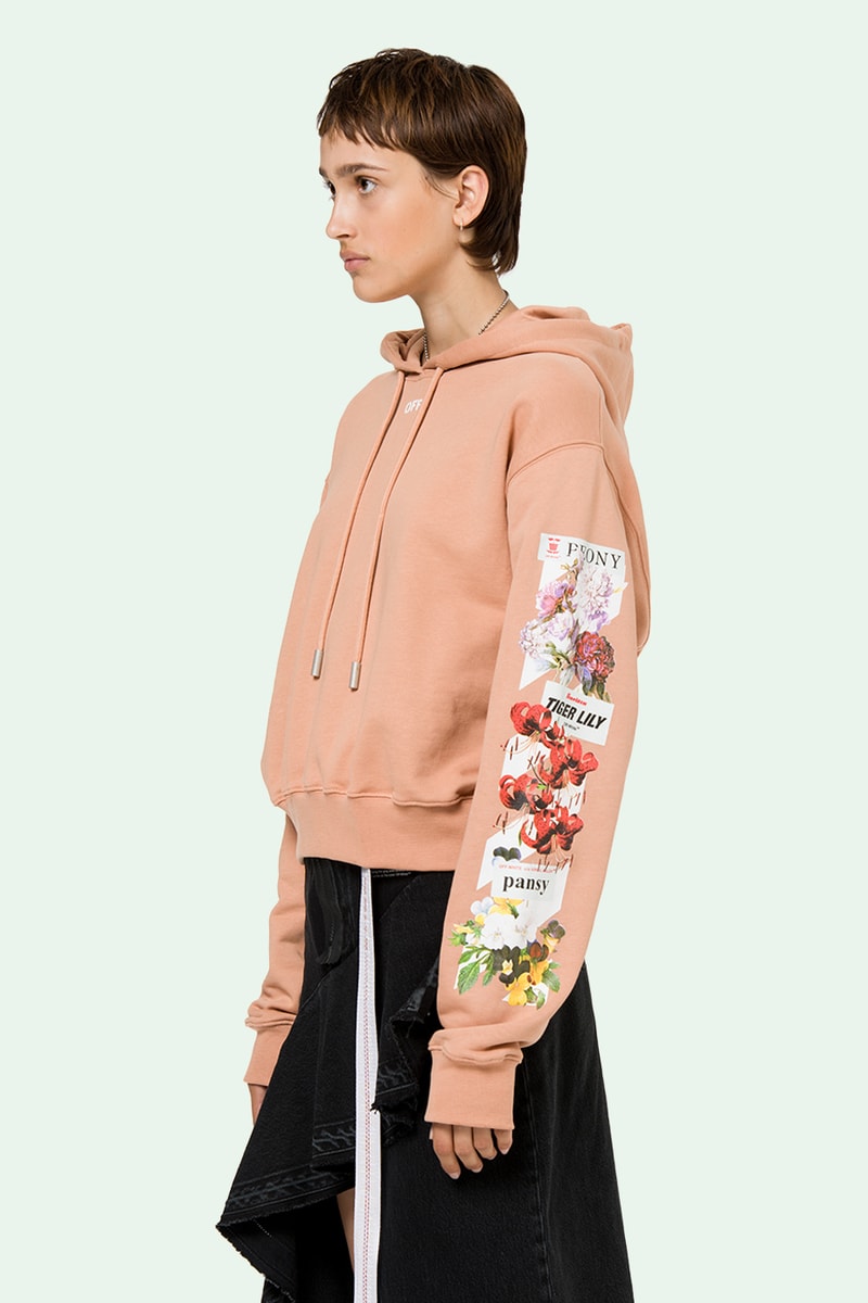 Off-White Virgil Abloh Flower Shop Hoodie Nude Pink Side