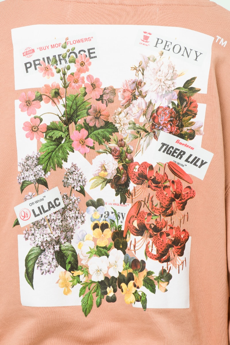 Off-White Virgil Abloh Flower Shop Hoodie Nude Pink Close Up Logo