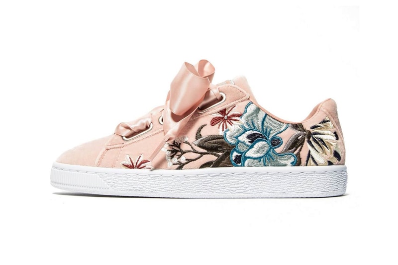 PUMA Basket Heart Embroidered Floral Pink