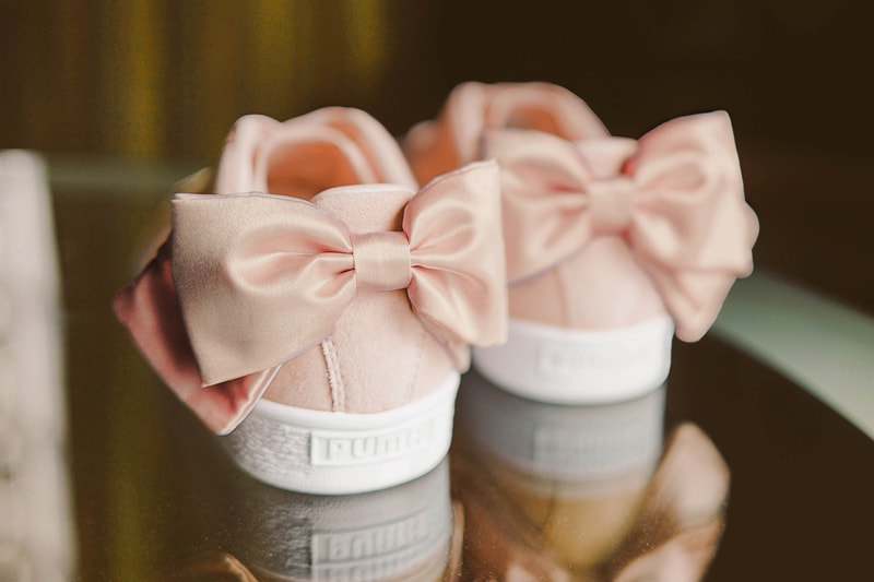 PUMA womens suede bow sneaker pastel pink rose gold satin where to buy