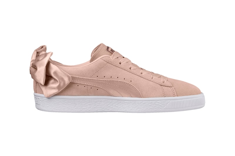 PUMA womens suede bow sneaker pastel pink rose gold satin where to buy
