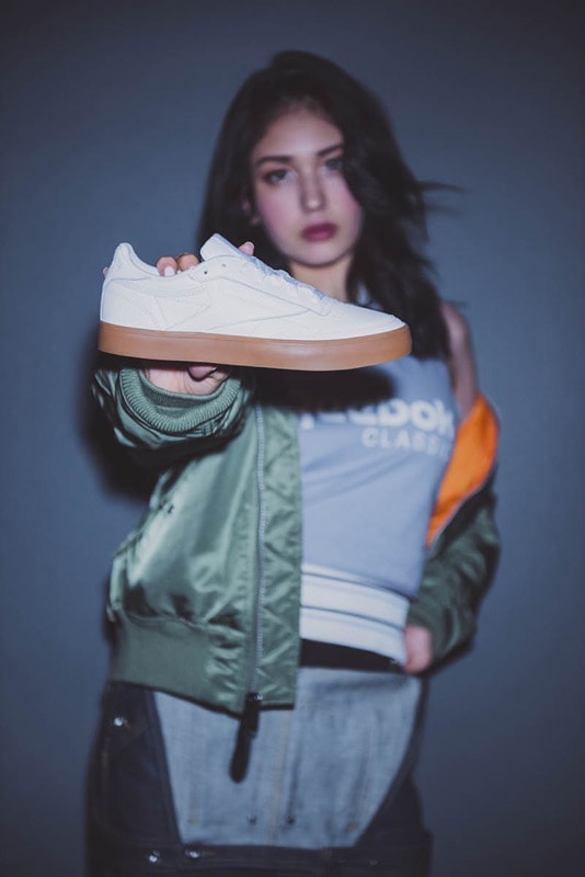 K-Pop Star Somi in Reebok Classic Campaign Club C 85 Sneaker Silhouette