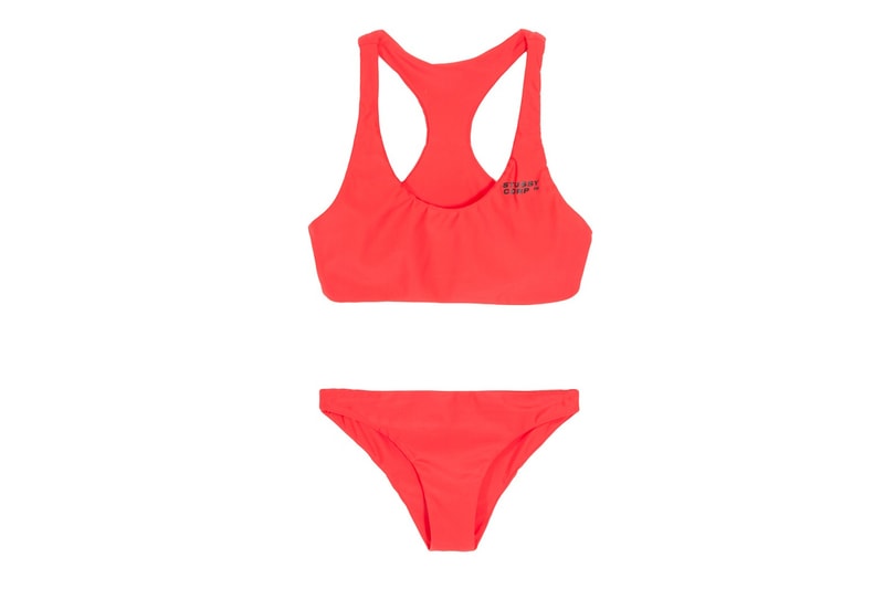 Stussy Women Ari Two Piece Swimsuit Bathing Suit Black Logo Red
